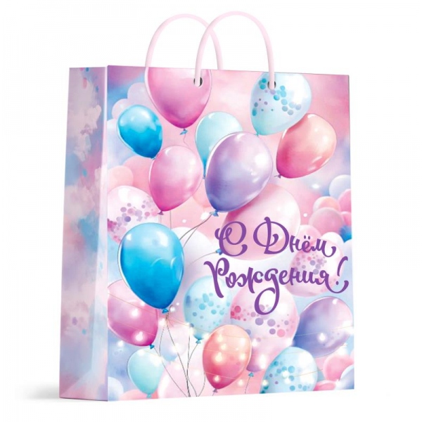 Пакет подарочный матовый "Шары" размер Xl, 33х45х15 см. Чудо праздник PXL-123178-BLN2