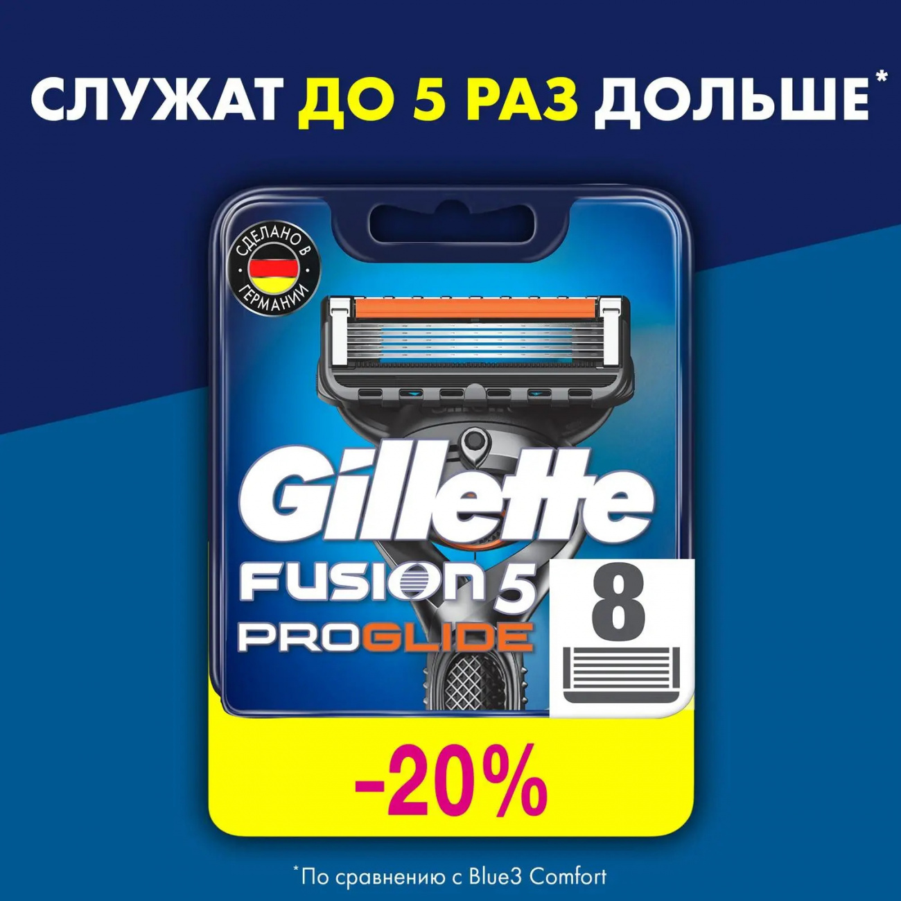 Gillette FUSION5 ProGlide Кассеты для бритья сменные (5 лезвий тример) 8шт 7702018085545