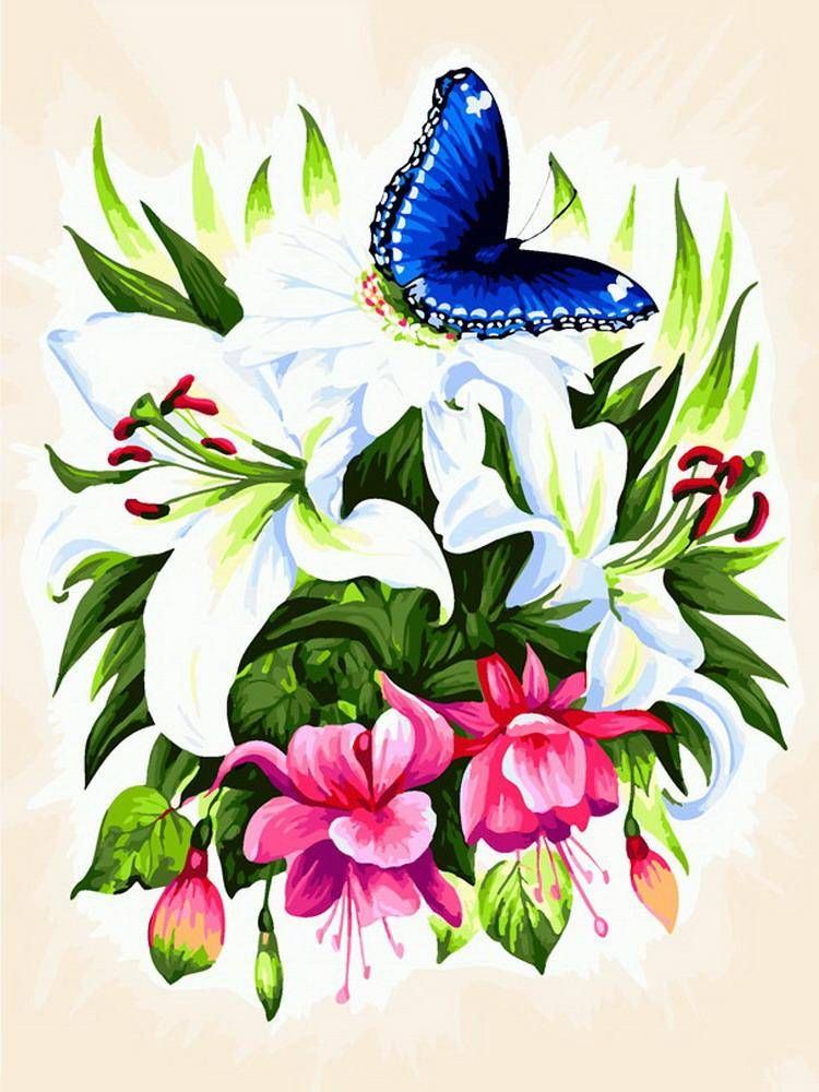 Картина по номерам на холсте "Бабочка в ботаническом саду" 30х40 см. Белоснежка 363-AS