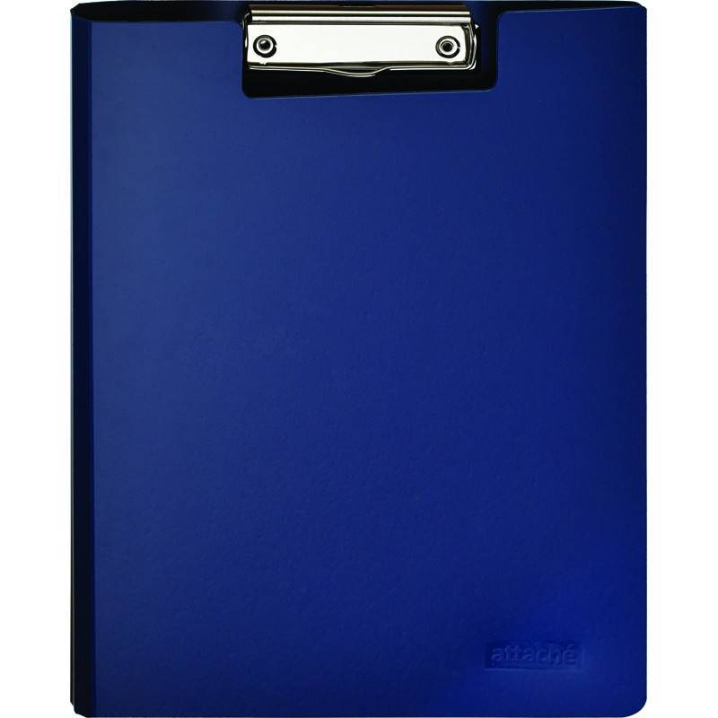 Папка-планшет с зажимом и крышкой Attache A4 пластиковая синяя 198684