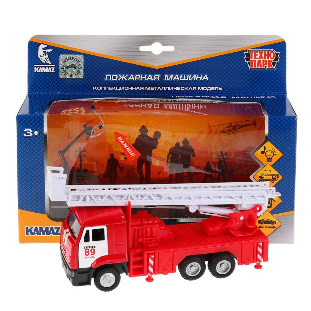 Машина металл инерционная Камаз "Пожарная" свет/звук, открываются двери Технопарк CT12-457-6WB