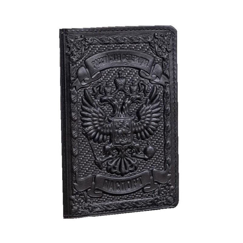 Обложка на паспорт с 3D тисн.Кремль, кожа, черный+светло-коричн. Op0100203 Кожевенная мануфактура 1736957