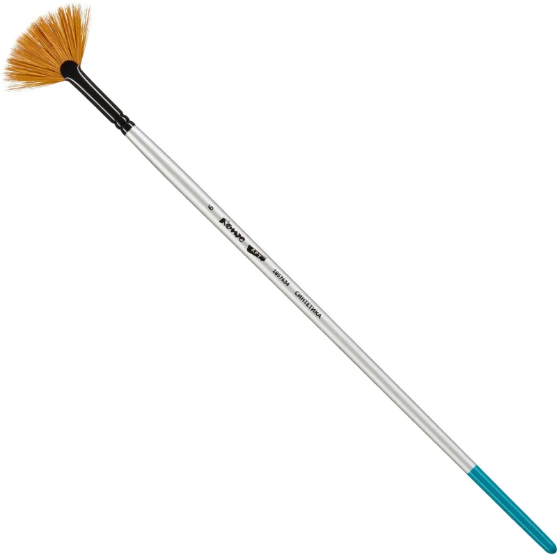 Кисть художественная Комус Арт синтетика мягкая, веерная, №6, длинная ручка 1857634
