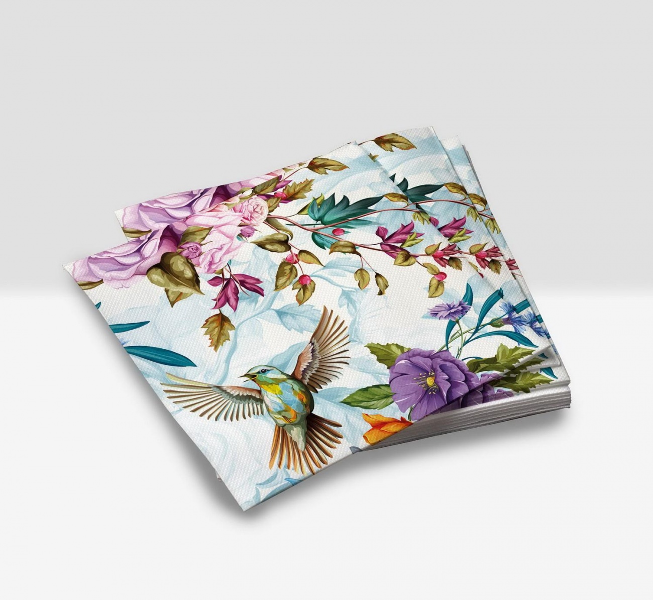 Салфетки бумажные ND Play Птицы и цветы, трехслойные 33х33 см, 20 шт 297168