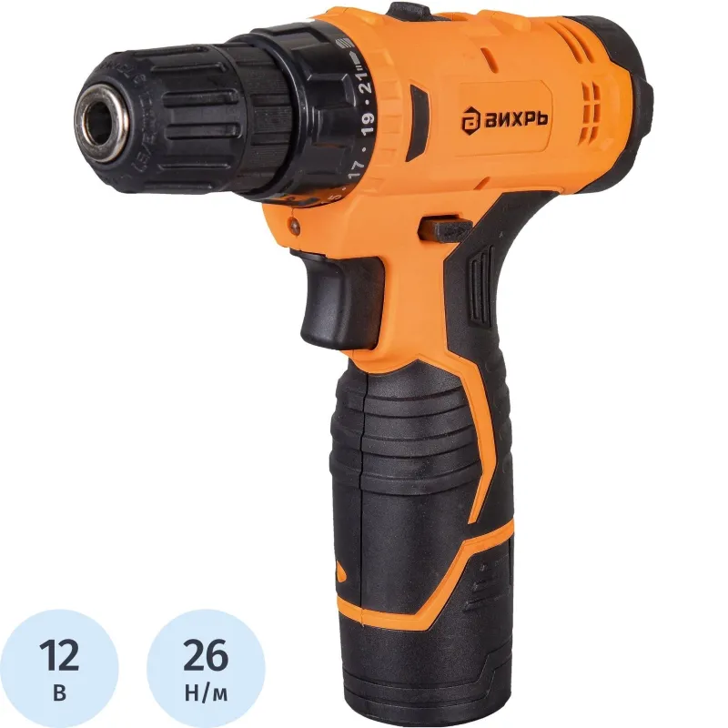 Дрель-шуруповерт аккумуляторная Вихрь ДА-12Л-2 (72/14/14) 1059623