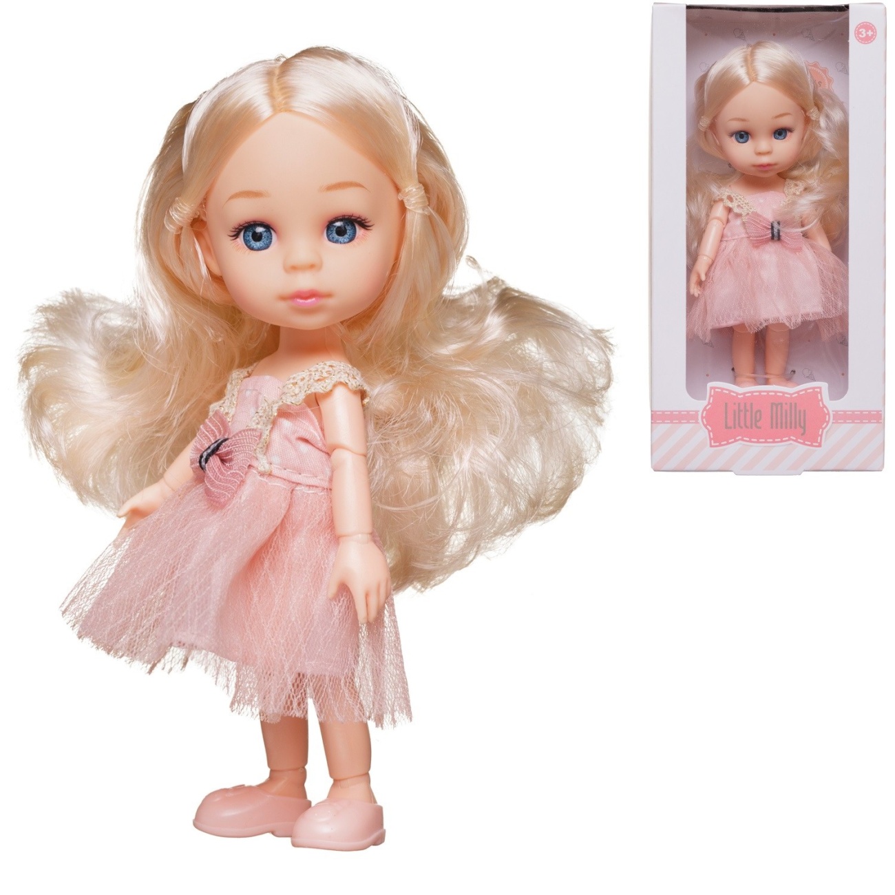 Кукла Junfa 16см Малышка-милашка в нежно-розовом платье WJ-30318