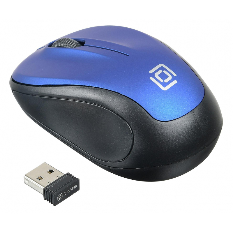 Мышь компьютерная Oklick 665MW черный/синий опт (1000dpi) беспр USB (3but) 1450224