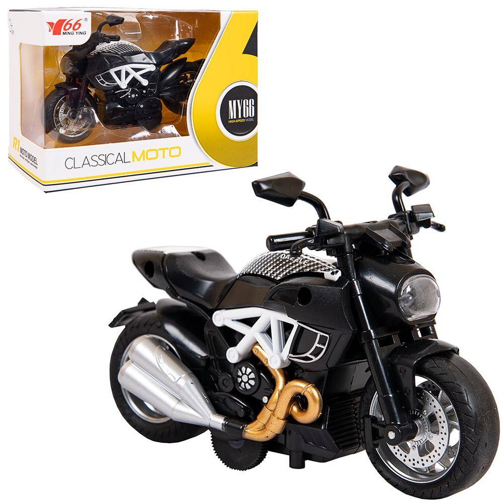 Мотоцикл ABtoys металлический инерционный 1:14 (черный) (в асс) MY66-M1116