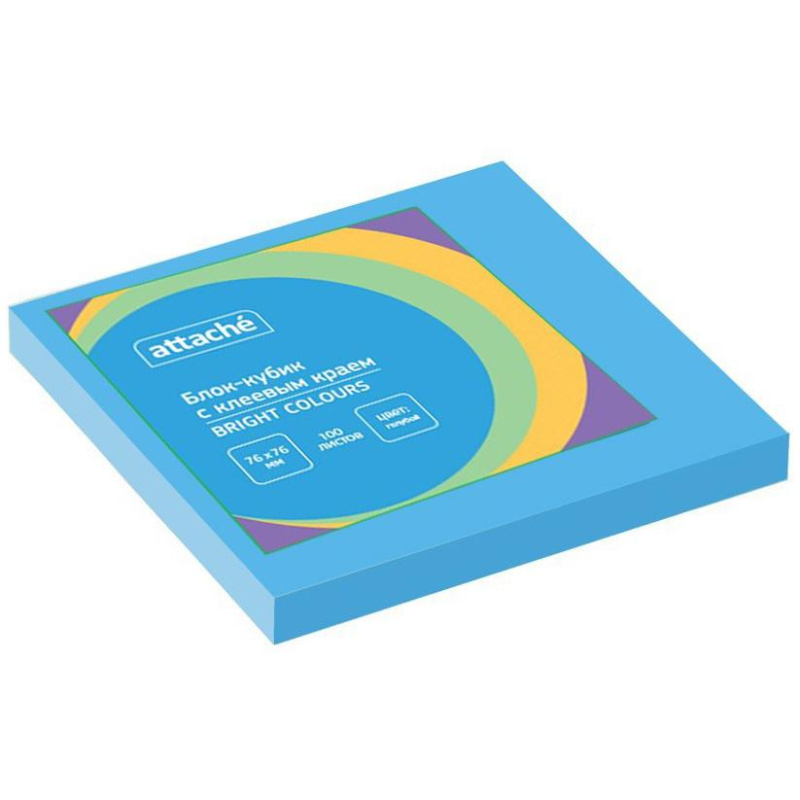 Стикеры Attache Bright colours с клеев.краем 76х76 голубой 100л 1495410