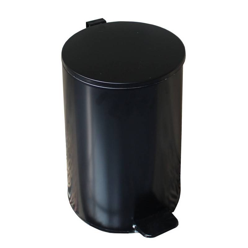 Ведро для мусора с педалью 20 л оцинкованная сталь черное (25х40 см) 514489