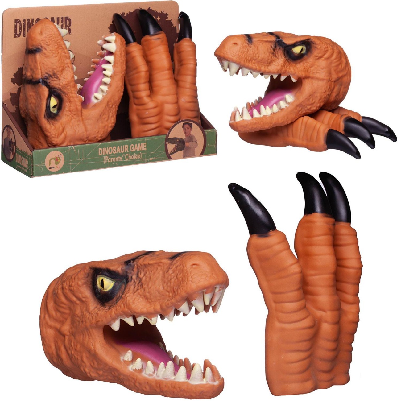 Игровой набор Junfa Игрушка на руку Голова и когти динозавра оранжевые WA-14622/оранжевые