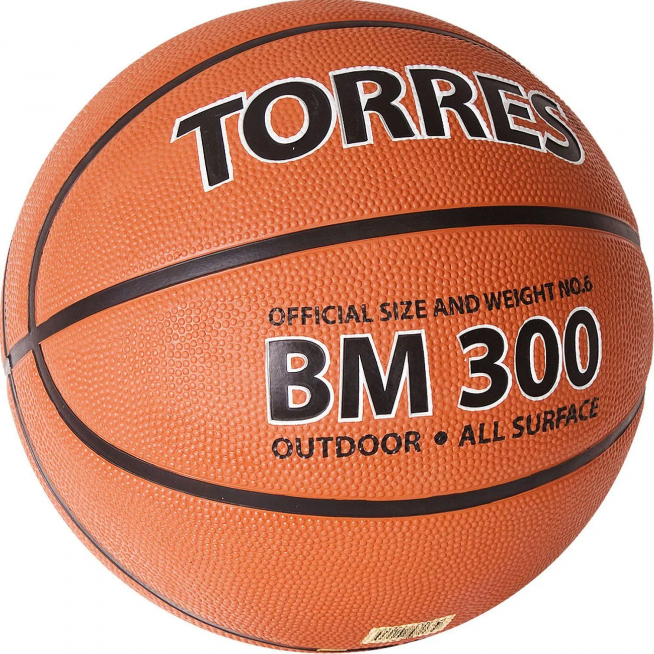 Мяч баск. трен. TORRES BM300, B02016, р.6 темнооранжево/черный 1996750
