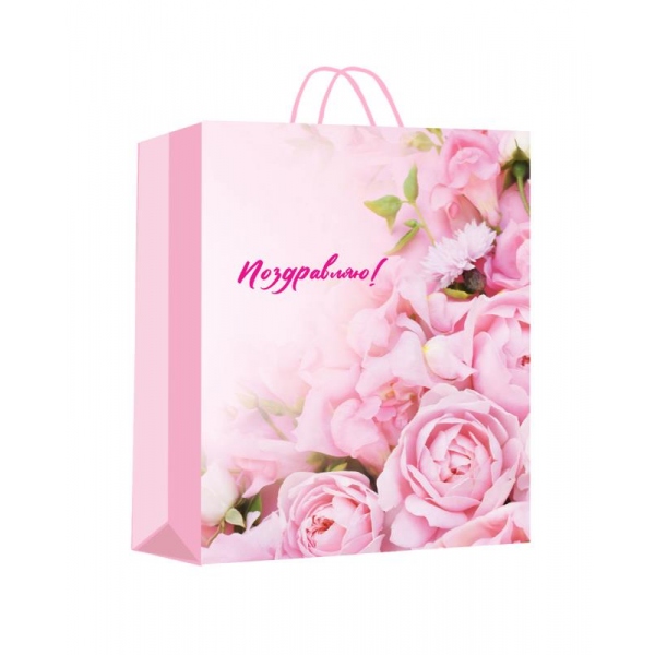 Пакет цветы, подарочный матовый размер M, Чудо праздник PM-122146-FW3
