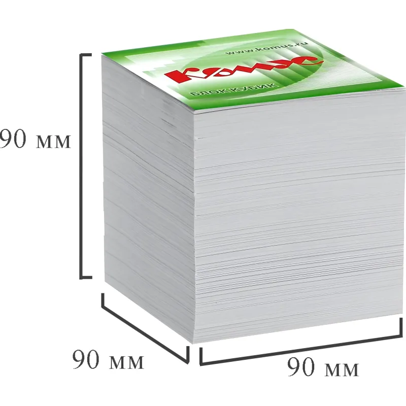 Блок для записей КОМУС на склейке 9х9х9 белый блок 100г 154941