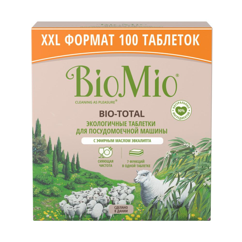 Таблетки д/ПММ BioMio BIO-TOTAL с эфирным маслом эвкалипта 100шт/уп 1459039