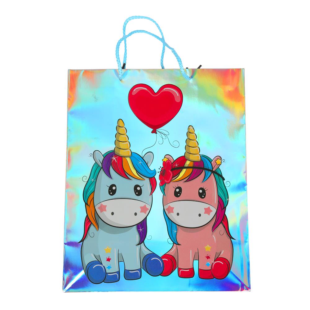 Пакет подарочный голография, размер L, 26х32х14 см. Чудо праздник PL-114693-UF