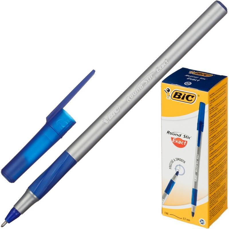 Ручка шариковая одноразовая BIC Round Stic Exact синяя (толщина линии 0.28 мм) 918543 440319