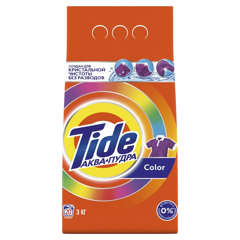 Порошок стиральный Tide Аква Пудра Color автомат 3кг д/цветного белья 618721