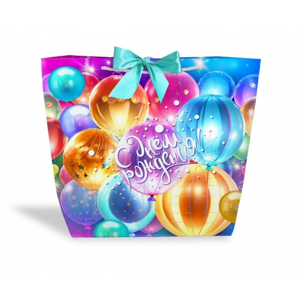 Пакет-сумка подарочный с днем рождения, размер М Чудо праздник PBM-116301-HB