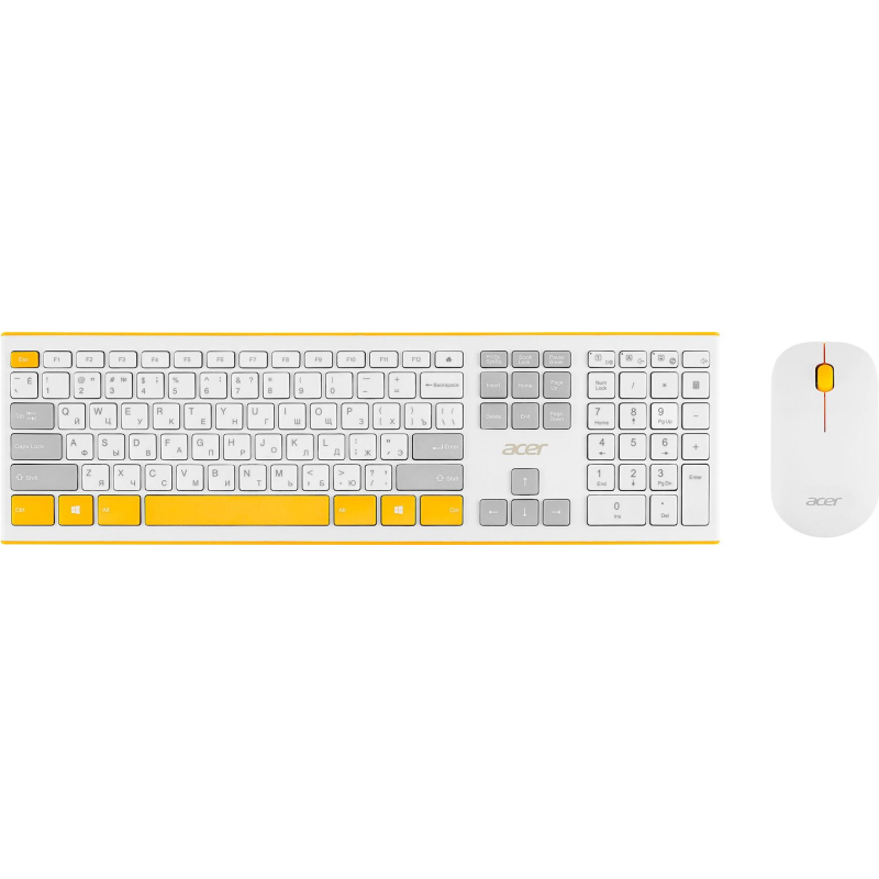 Набор клавиатура+мышь Acer OCC200 кл/мышь: бел/желт WLS slim (ZL.ACCEE.002) 1864851