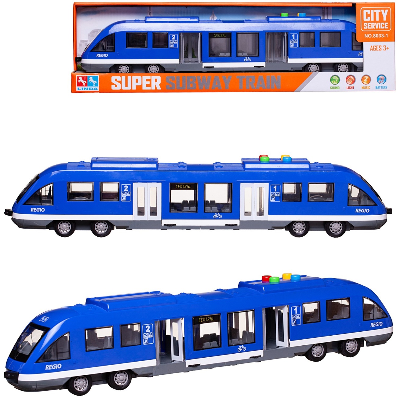 Трамвай Junfa фрикционный длина 44 см синий 8033-1/синий