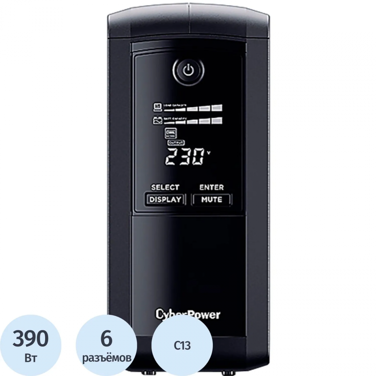 ИБП CyberPower VP700EILCD Line-Interactive 700VA/390W USB (6 IEC С13) 1669875