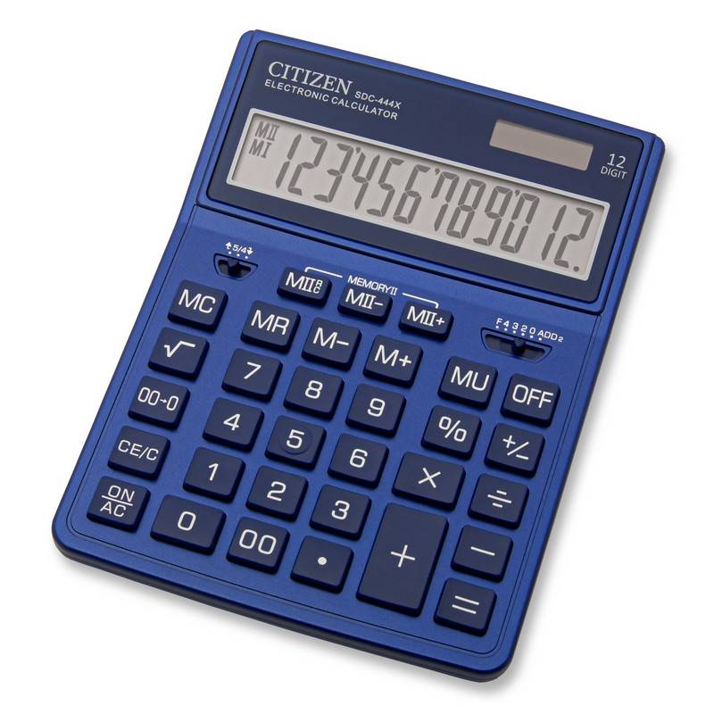 Калькулятор настольный полноразмерный Citizen SDC-444X 12-разрядный темно-синий 1235548