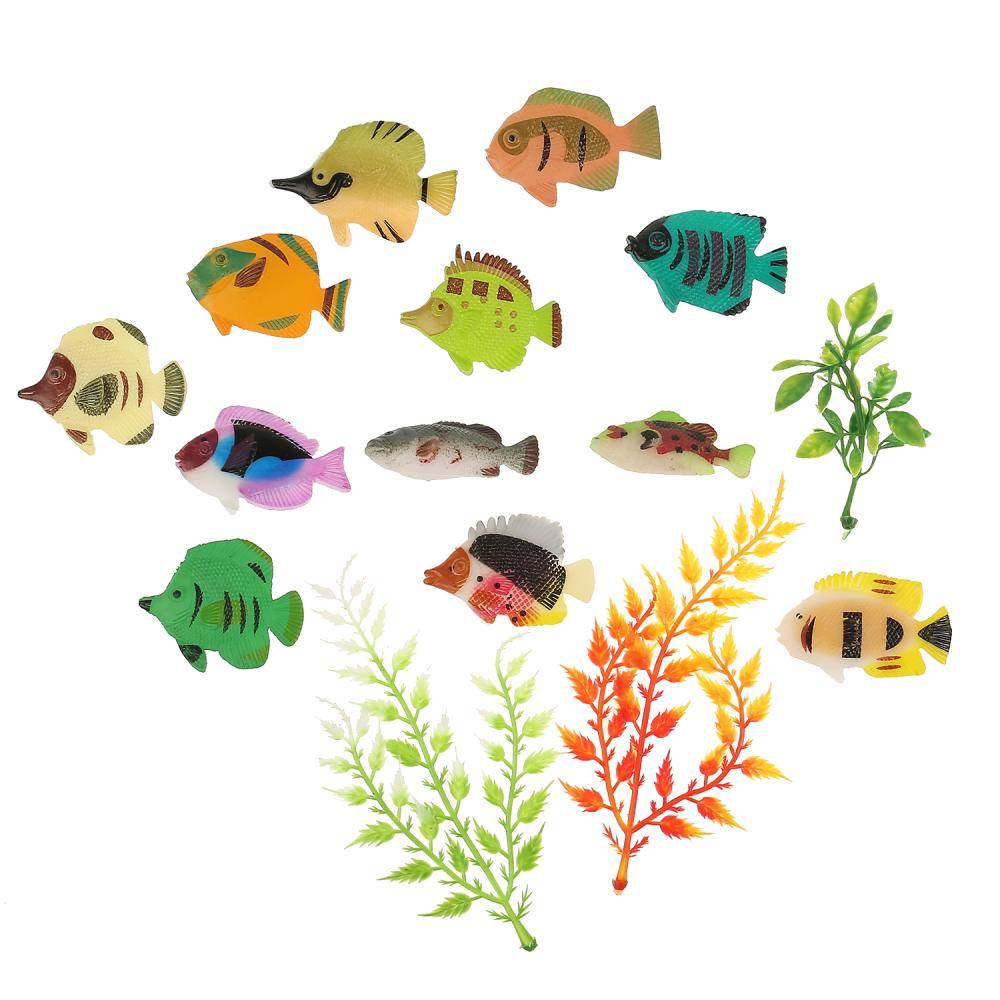 Игрушка пластизоль рифовые рыбки (12 рыбок + 3 водоросли) Играем Вместе B1358418-R