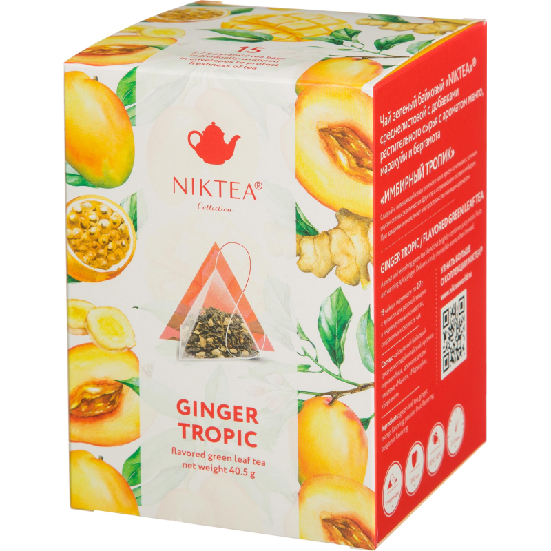 Чай зеленый в пирамидках NIKTEA Имбирный Тропик, 15х2,7гр 1818874 TNIKTE-L00033