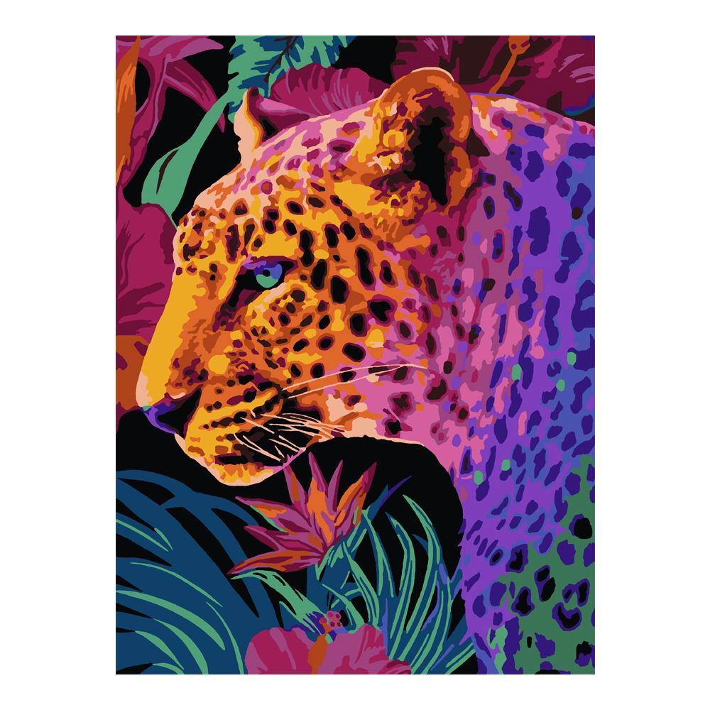 Картина по номерам LORI на картоне 28,5x38 см Стильный леопард Кпн-077