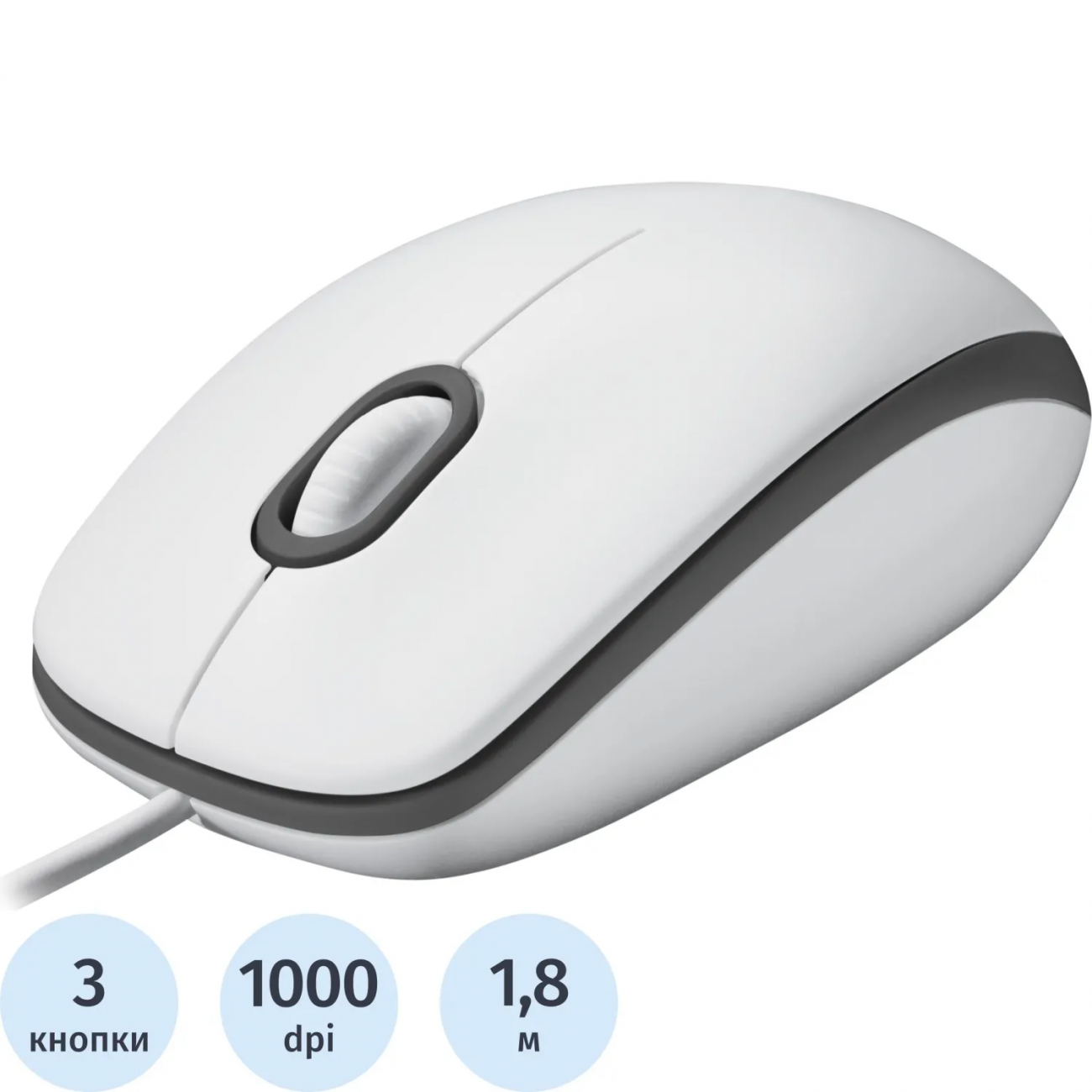 Мышь компьют. Logitech проводн. M100 Corded WHITE 910-006764 2287136