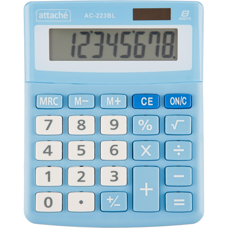 Калькулятор настольный Attache, AС-223BL,8р,двойное питание, голубой 1779807