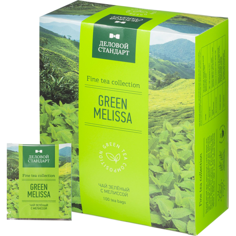 Чай Деловой стандарт Green melissa зелен.с мелиссой 100 пакx2гр 1595127