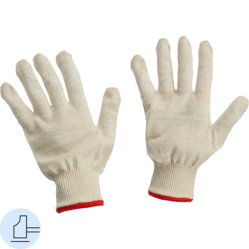 Перчатки защитные трикотажн КОМУС б/ПВХ 38г 13кл руч.оверл бел р.9(5пар/уп) 2098942 х/б без ПВХ