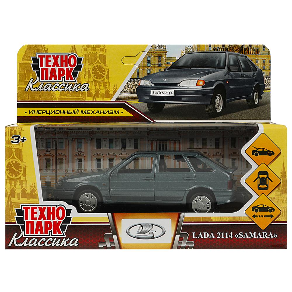 Машина металлическая Лада -2114 Самара 12 см, цвет мокрый асфальт Технопарк 2114-12-GY
