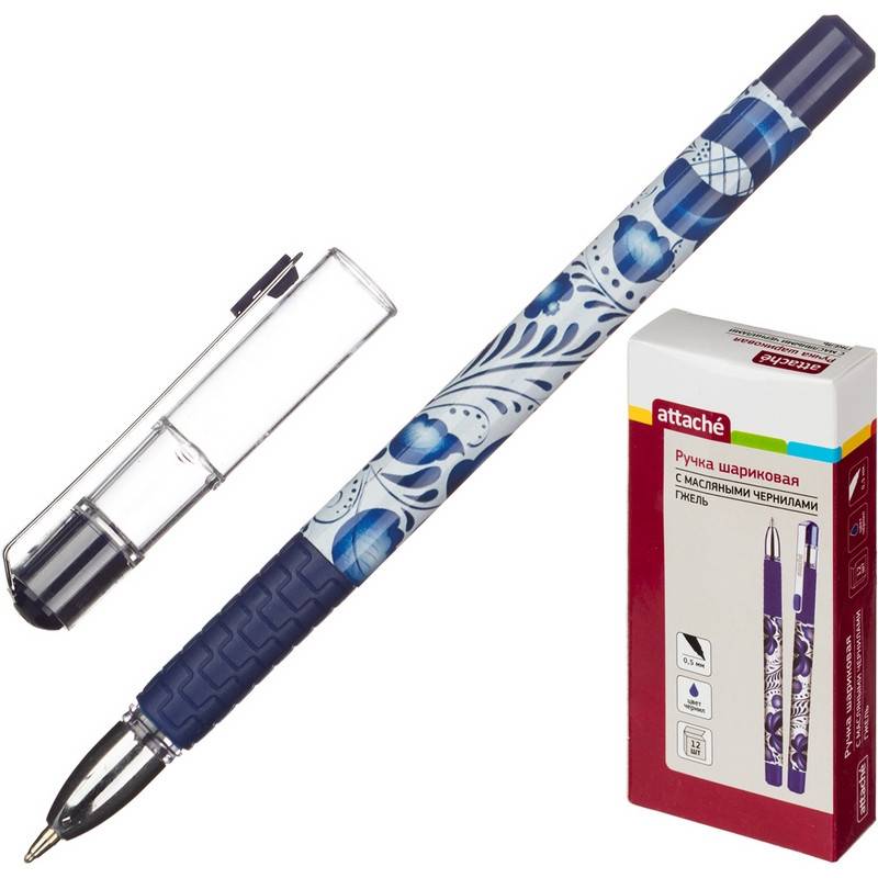 Ручка шариковая Attache Гжель синяя (толщина линии 0.5 мм) 563870