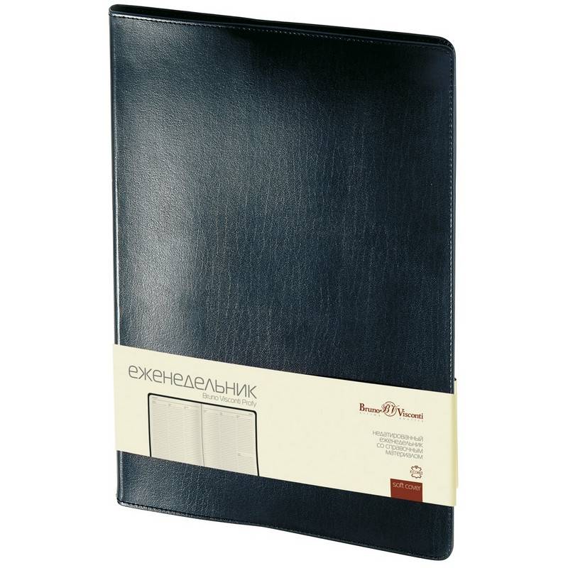 Еженедельник недатир. Bruno Visconti Profy натуральная кожа А4 64 листа черный (222x302 мм) 689122