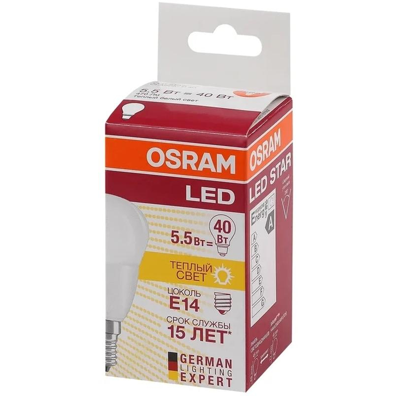 Лампа светодиодная OSRAM LEDSCLP 5,7W/827 220-240V E14 FS1 1894991 4052899971615