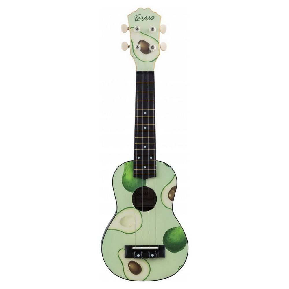 Музыкальный инструмент TERRIS Гитара гавайская Укулеле сопрано PLUS-70 AVOCADO 55х17х5,2. см DNT-63699