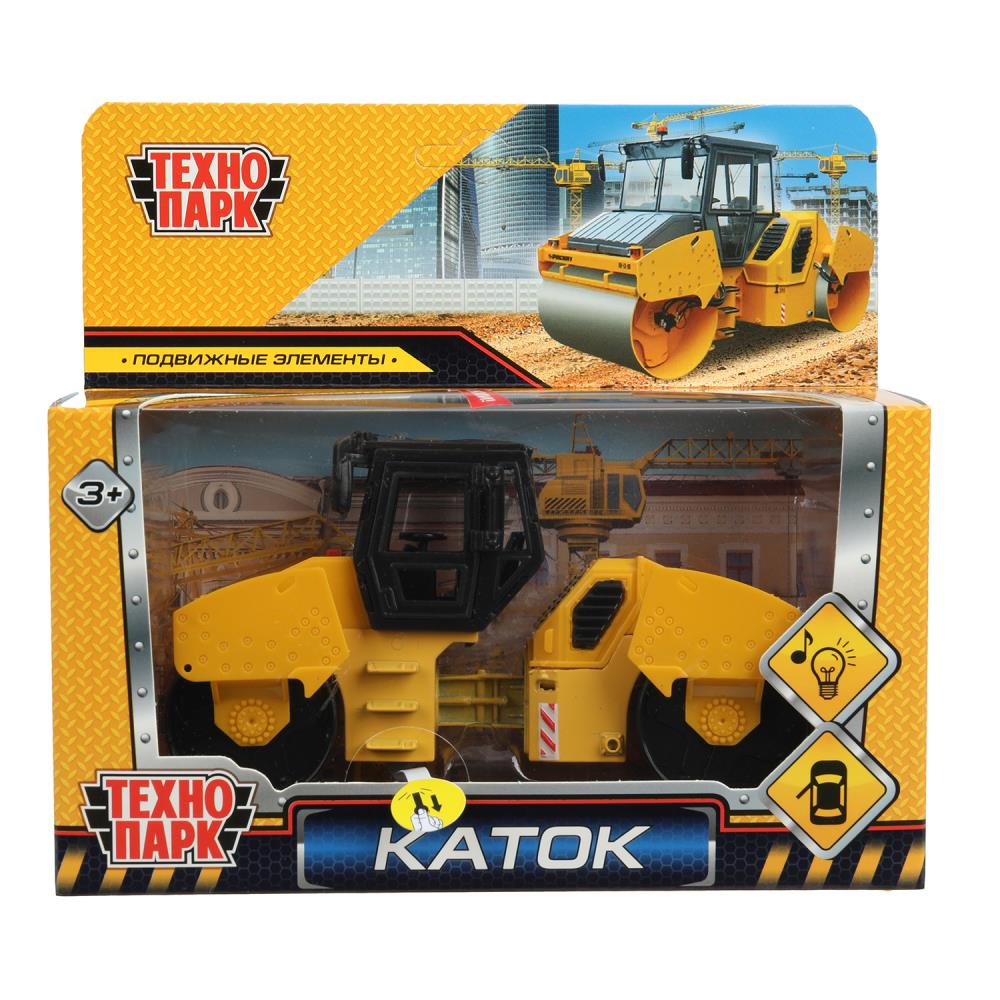 Модель металлическая свет-звук каток "Раскат" rv12dd, 13 см. желто-черный Технопарк ROLLER-15SL-YBK