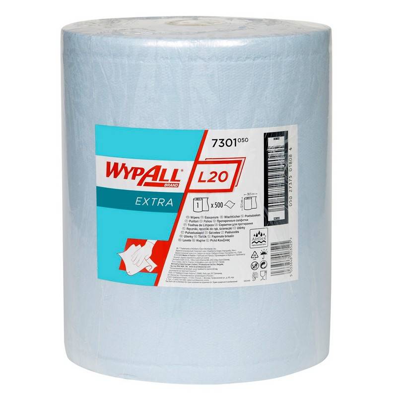 Нетканый протирочный материал Kimberly Clark Wypall L20 7301 голубой (500 л в уп) 972984