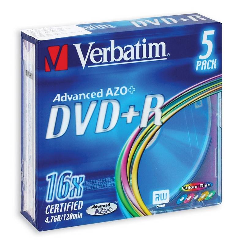 Диск DVD+R Verbatim 4,7 GB 16x (5 штук в уп) 43556 86631