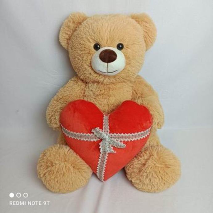 Мягкая игрушка Fixsitoysi Медведь Мартин 65см коричневый с сердцем 402-с/38/34-4