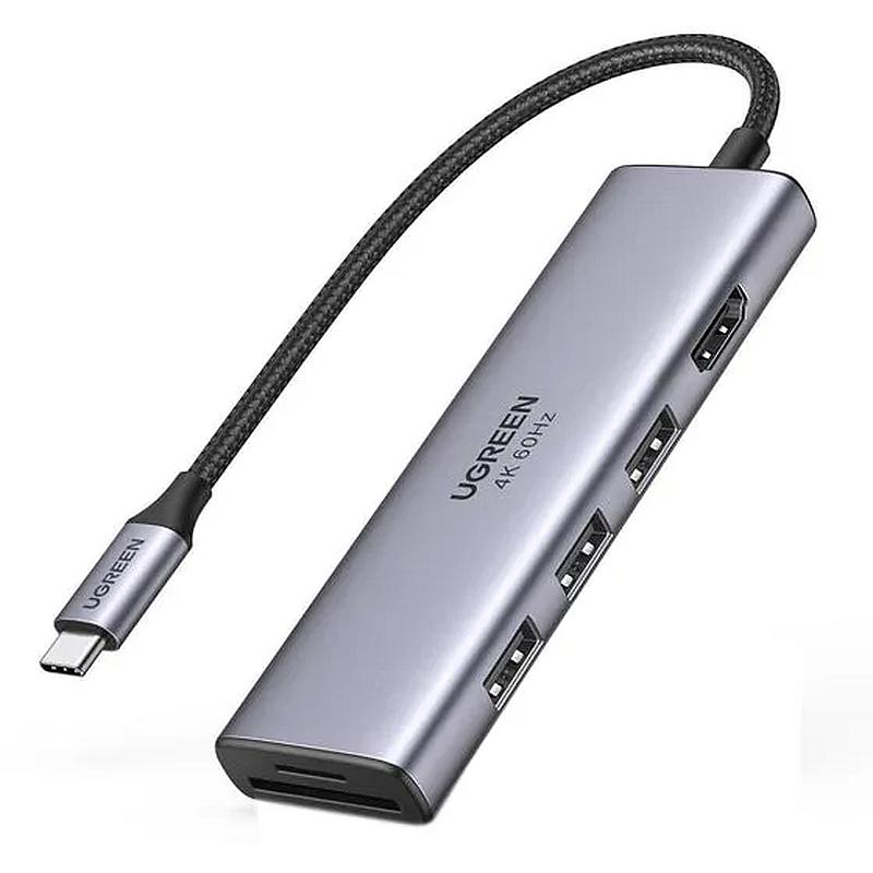 Разветвитель USB Ugreen CM511 (60383) USB-C. серый Космос 1796203