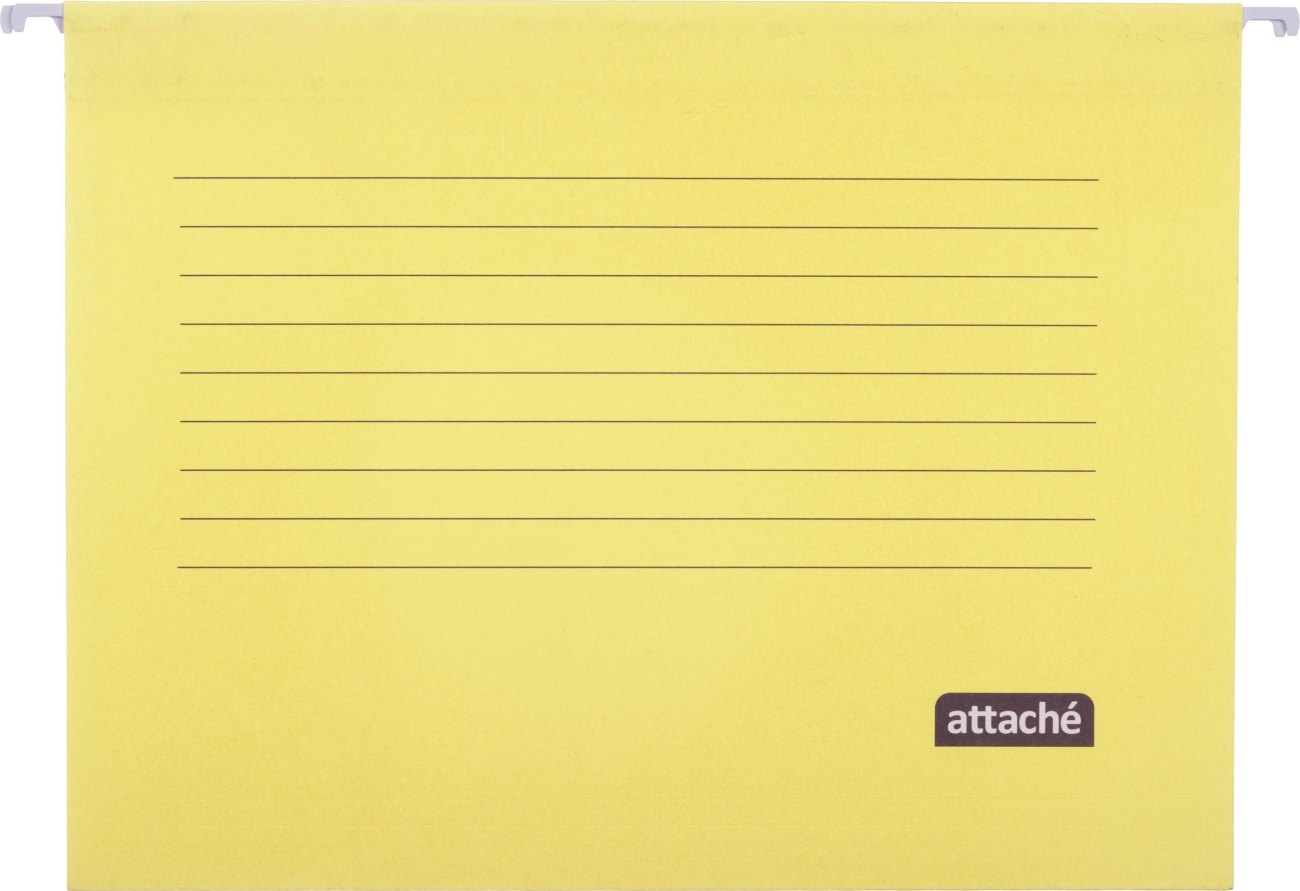 Папка подвесная Attache, А4, картон, желтый, до 200л. 5шт/уп 1554455