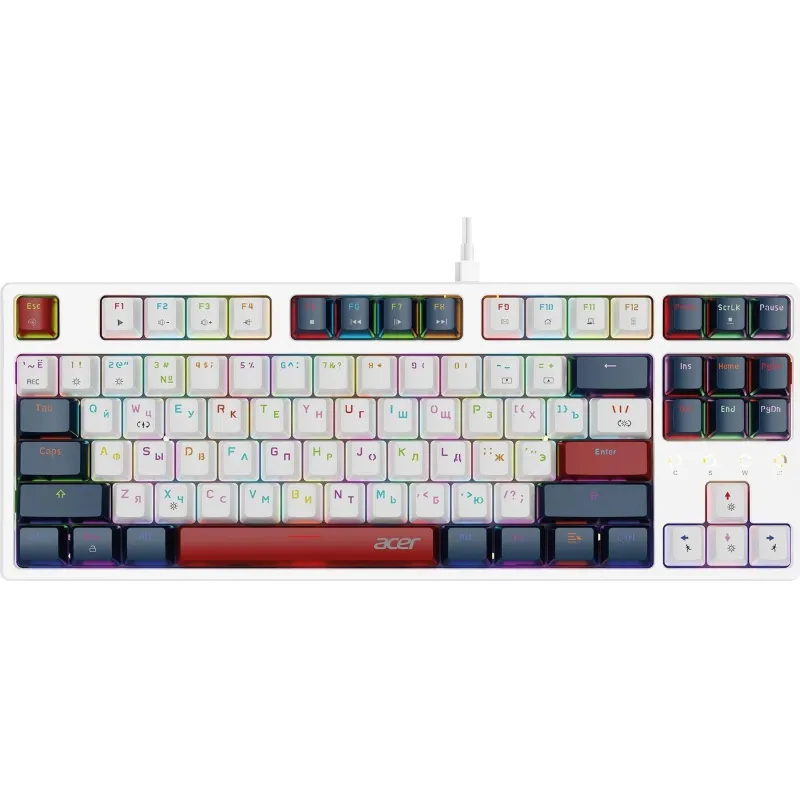 Клавиатура Acer OKW305 механич. USB Multimedia/gamer/LED (ZL.KBDCC.01W)бел 2200793