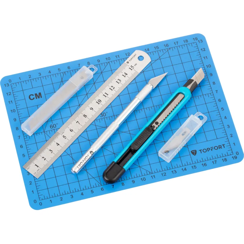 Набор д/вырезания Topfort A5, нож макет, нож 9 мм, линейка, лезвия 2175521 A5