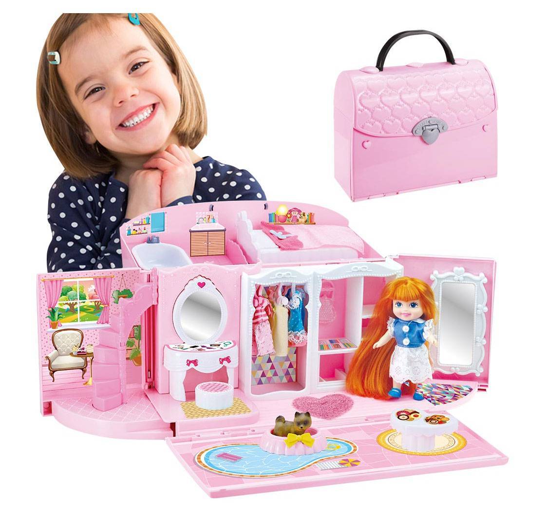 Игровой набор "В гостях у куклы": дом кукольный в сумке-переноске с куклой и аксессуарами. ABtoys (АБтойс) PT-01111
