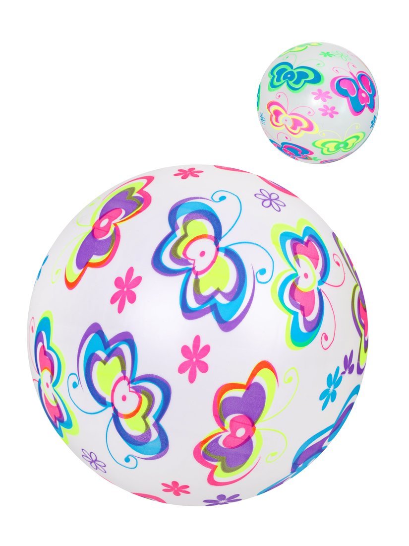 Мяч детский флуоресцентный "Бабочки", ПВХ, 22 см., 60 г., в асс. Наша Игрушка 649202