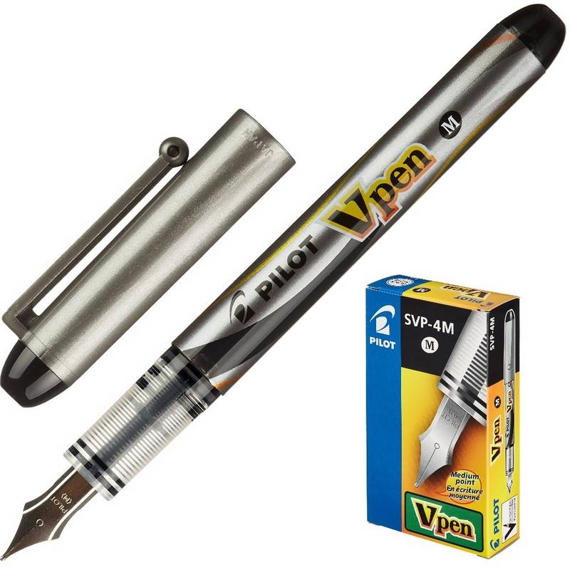 Ручка перьевая одноразовая Pilot SVP-4M V-Pen цвет чернил черный цвет корпуса серый 741535